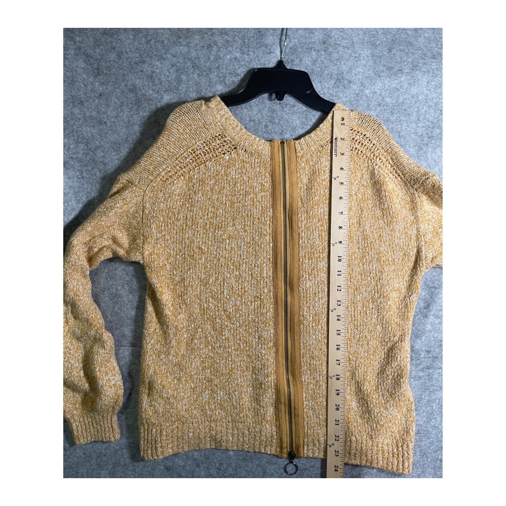Abercrombie & Fitch Mustard Yellow Marled Knit Back Zip Sweater Womens Medium - Picture 14 of 14
